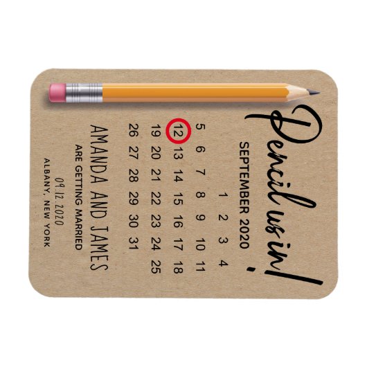 Potlood ons in kalender karton Sla de datum op Magneet (Horizontaal)