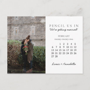 Potlood ons in Save the Date februari 2022 Kalende Briefkaart
