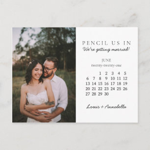 Potlood ons in Save the Date Juni 2021 Kalender Briefkaart