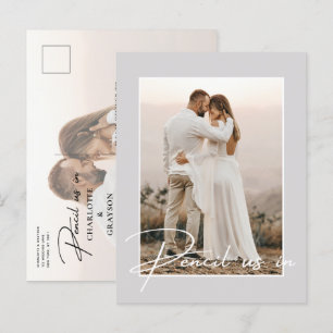 Potlood ons in Save The Date Photo Wedding Aankondigingskaart