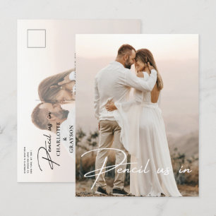 Potlood ons in Save The Date Photo Wedding Aankondigingskaart