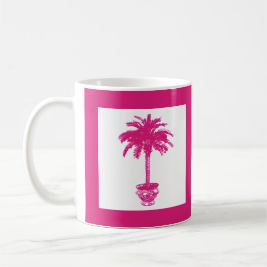 Potlood Palm Tree - fuchsia roze en wit Koffiemok (Links)