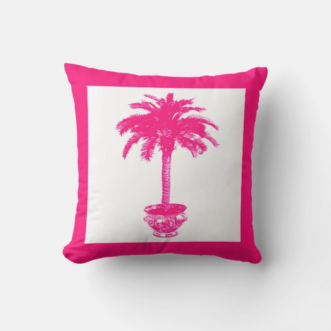 Potlood Palm Tree - fuchsia roze en wit Kussen (Voorkant)