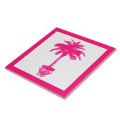 Potlood Palm Tree - fuchsia roze en wit Tegeltje (Zijkant)