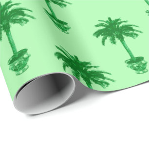 Potlood Palm Tree in Emerald and Light Green Cadeaupapier
