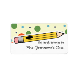 Potlood & Polka Dots School Boek Label