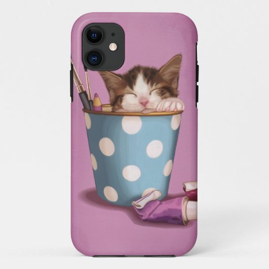Potlood potje katje Case-Mate iPhone case (Achterkant)