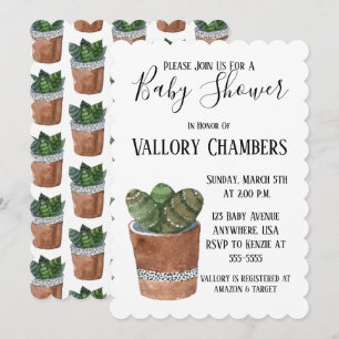 Potlood Succulent Cactus Baby shower Invitation Kaart