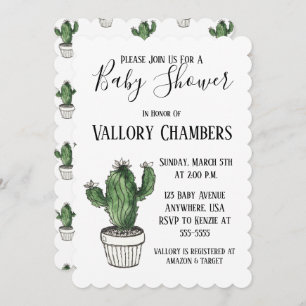 Potlood Succulent Cactus Baby shower Invitation Kaart