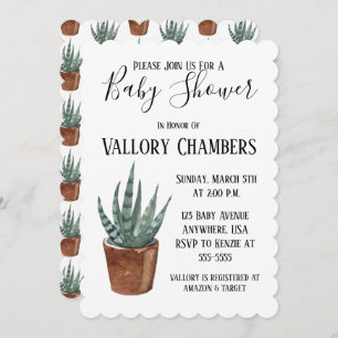 Potlood Succulent Cactus Baby shower Invitation Kaart