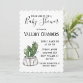 Potlood Succulent Cactus Baby shower Invitation Kaart (Staand voorkant)