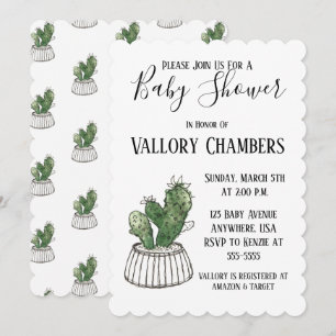 Potlood Succulent Cactus Baby shower Invitation Kaart