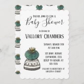 Potlood Succulent Cactus Baby shower Invitation Kaart (Voorkant / Achterkant)