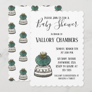 Potlood Succulent Cactus Baby shower Invitation Kaart