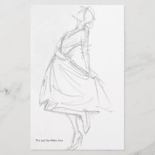 Potlood Tekening van Elegant Woman "For Joy"