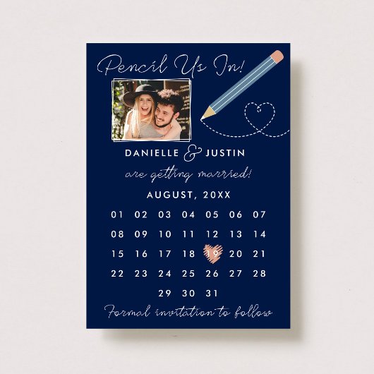"Potlood us in" Moderne kalender Save The Date