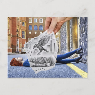 Potlood Vs Camera - Crow Briefkaart