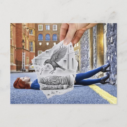 Potlood Vs Camera - Crow Briefkaart (Voorkant)