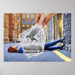 Potlood Vs Camera - Crow Poster