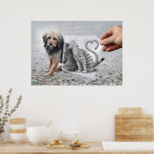 Potlood Vs Camera - Dog en Cat Poster (Keuken)
