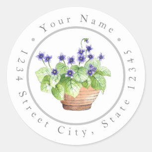 Potlood Waterverf viooltjes Ronde Sticker