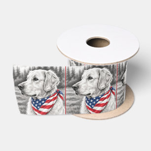 Potloodschets van een Golden Retriever met vlaggen Lint