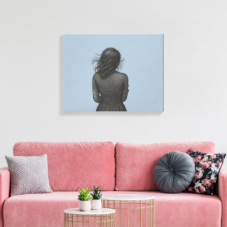 Potloodschets van een meisje  canvas afdruk