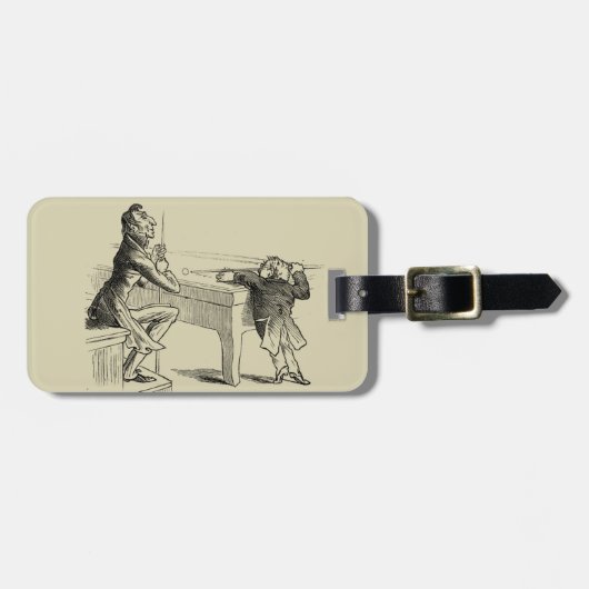 Potloodschets van twee Mannen Spelpoel Bagagelabel (Voorkant horizontaal)