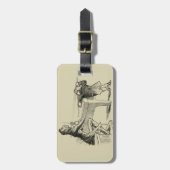 Potloodschets van twee Mannen Spelpoel Bagagelabel (Voorkant verticaal)