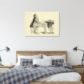 Potloodschets van twee Mannen Spelpoel Canvas Afdruk (Insitu (Slaapkamer))