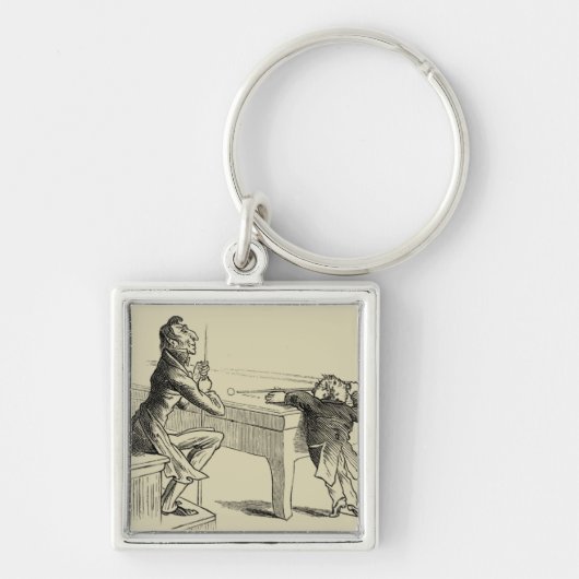 Potloodschets van twee Mannen Spelpoel Sleutelhanger (Voorkant)