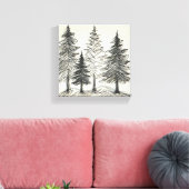 Potloodtekening Print van pijnbomen (Insitu (Woonkamer))