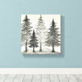 Potloodtekening Print van pijnbomen (Insitu (Houten vloer))