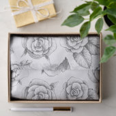 Potloodtekeningen van Rozen op witte ontkoppeling Tissuepapier (Geschenk)