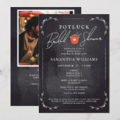 Potluck Black Vrijgezellenfeest Kaart (Voorkant / Achterkant)