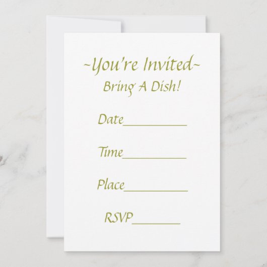 Potluck Dinner Invitation Kaart (Achterkant)