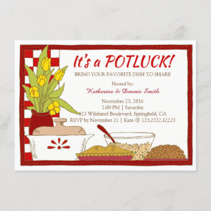 Potluck Party Dinner of Lunch Birthday Kaart