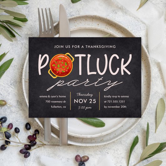Potluck Party Thanksgiving Potluck Invitation