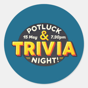Potluck Trivia avondfeest bij elkaar Ronde Sticker