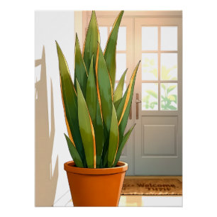 Potplant Slangenplant bij de Ingang - Positieve In Perfect Poster