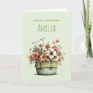 Potplanten Gezellig Shabby Stijl Schattig Verjaard Kaart