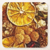 Potpourri Sinaasappels Fractal Vierkante Kartonnen Onderzetter (Voorkant)