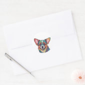 potrait coloré autocollant chien mignon (Enveloppe)