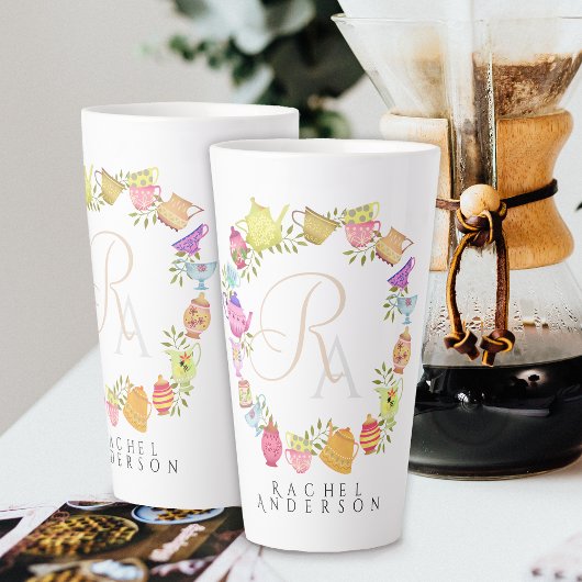 Pots de thé et tasses Monogramme Mug blanc