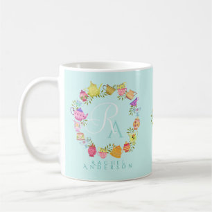 Pots de thé et tasses Monogramme Pastel Mug Bleu