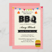 Pots doux Baby shower rose BBQ Invitations (Devant / Derrière)