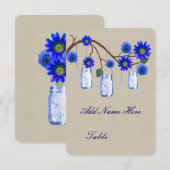 Pots en jute rustique bleu Table Carte de placemen (Devant / Derrière)