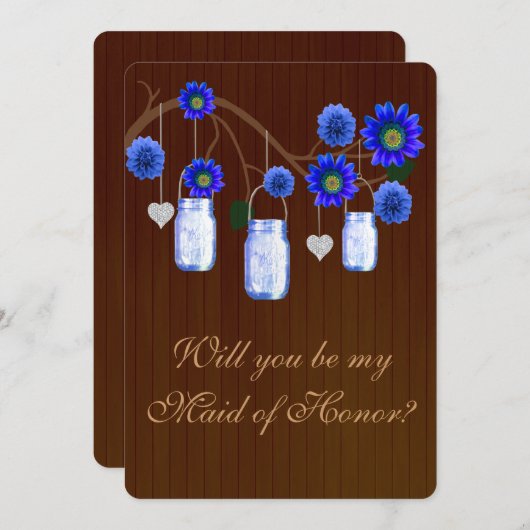 Pots en verre bleus rustiques de campagne Carte de (Devant / Derrière)