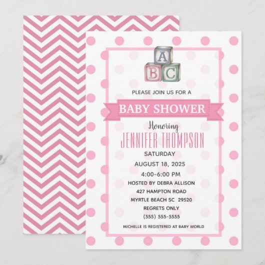 Pots et Baby shower Chevron Invitation (Devant / Derrière)