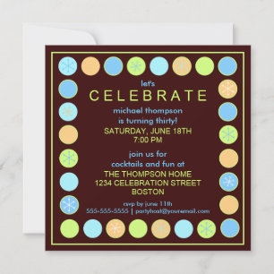 Pots et étoiles rétro Invitation à la fête d'anniv